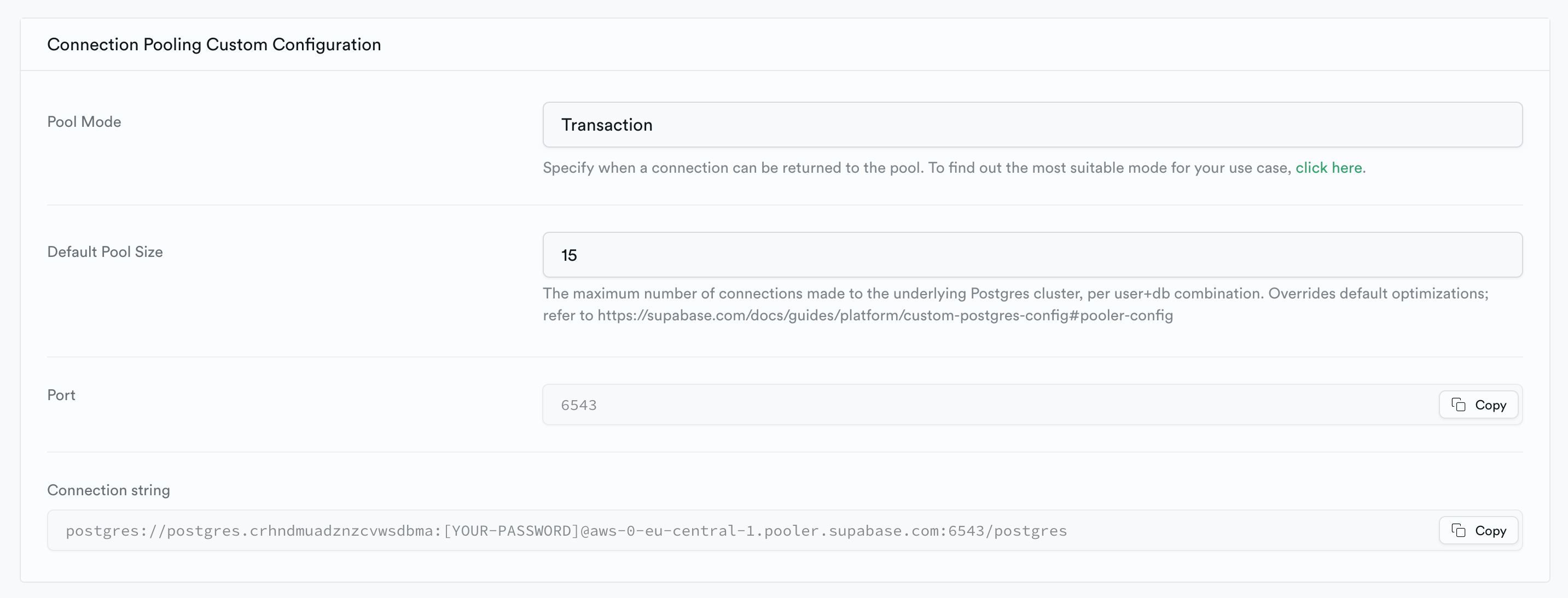 Application connection string